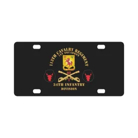 113th Cavalry Regiment - Cav Br - DUI - 1st Squadron w Red Regt Txt - 34th ID - SSI X 300 Classic License Plate