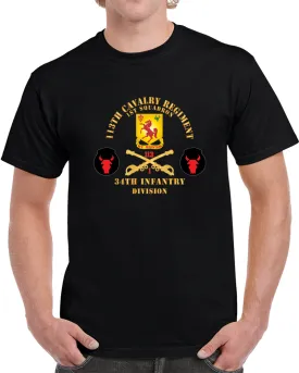 113th Cavalry Regiment - Cav Br - Dui - 1st Squadron W Red Regt Txt - 34th Id - Ssi X 300 T Shirt