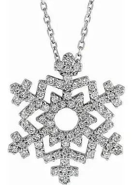 14k White Gold 0.42 Ct Diamond Snowflake Pendant