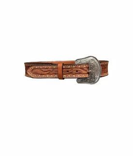 1.75" tapered to 1.5" belt rough out toast leather mini Wyoming tooling w/ buckstitch