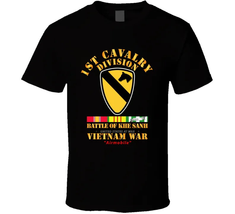 1st Cavalry Division - (Battle Khe Sanh) with Vietnam War Service Ribbons - T Shirt, Premium and Hoodie