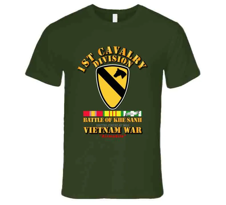 1st Cavalry Division - (Battle Khe Sanh) with Vietnam War Service Ribbons - T Shirt, Premium and Hoodie