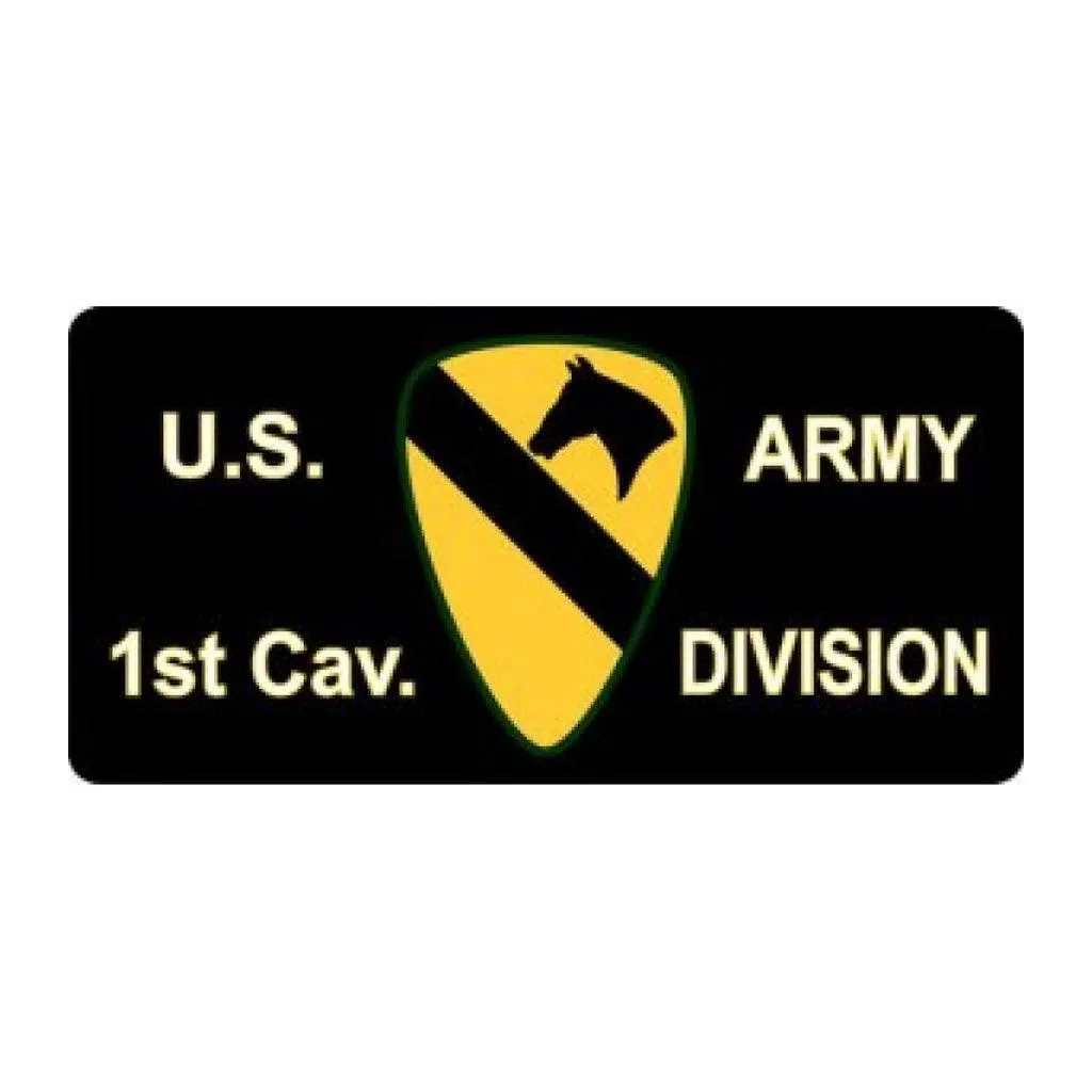 1st Cavalry Division Black Photo Metallic License Plate