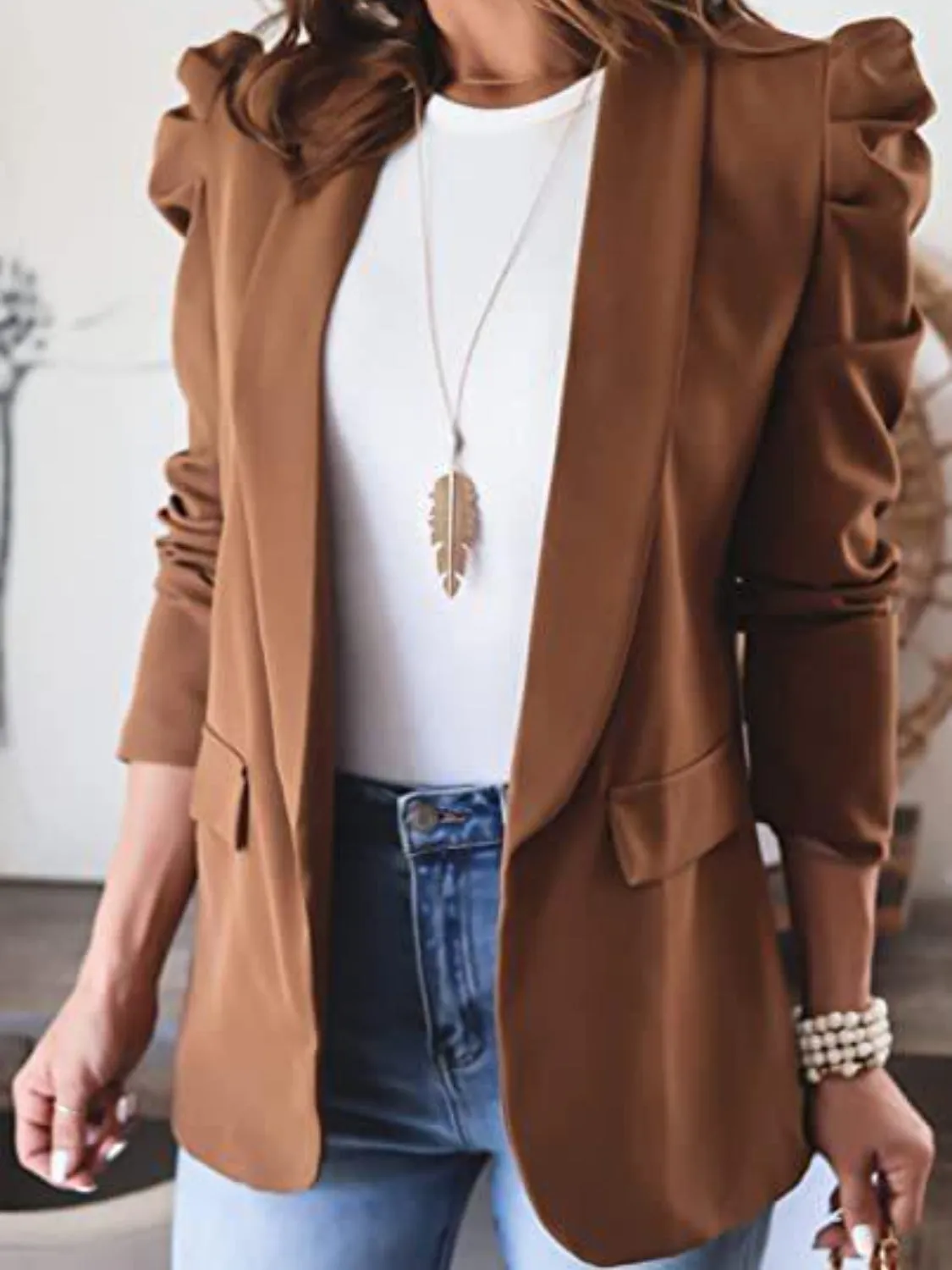 4 Elegant Collared Puff Sleeve Blazer