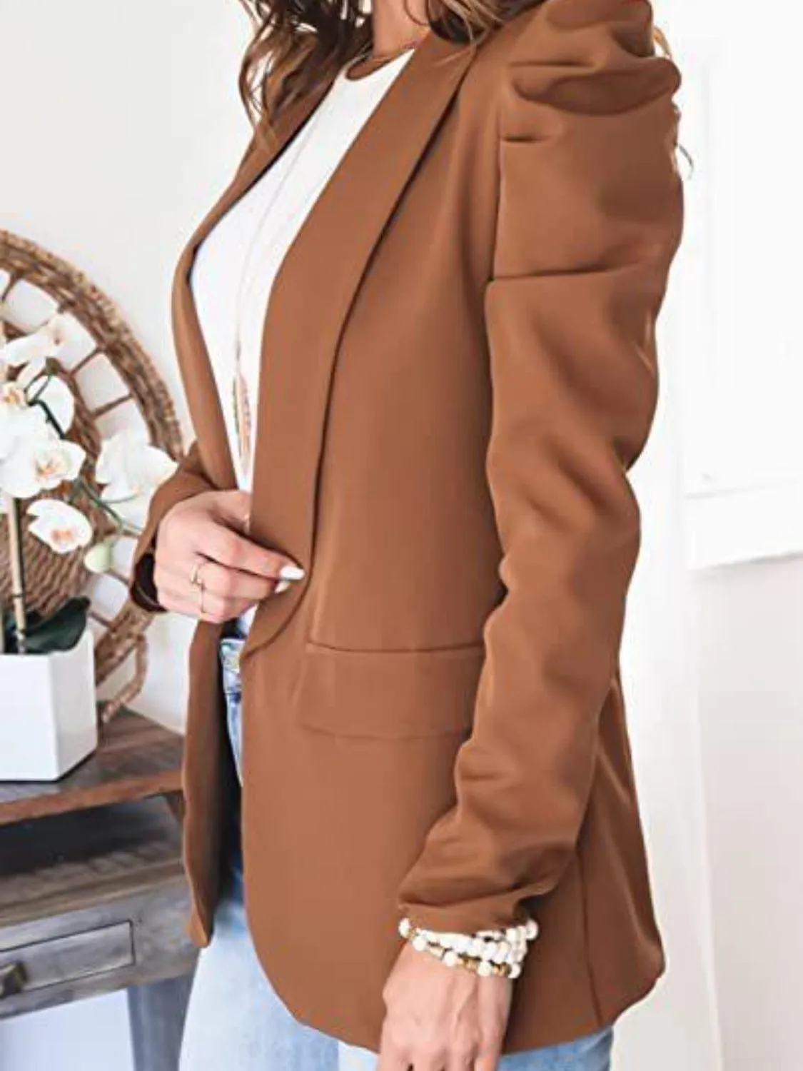 4 Elegant Collared Puff Sleeve Blazer