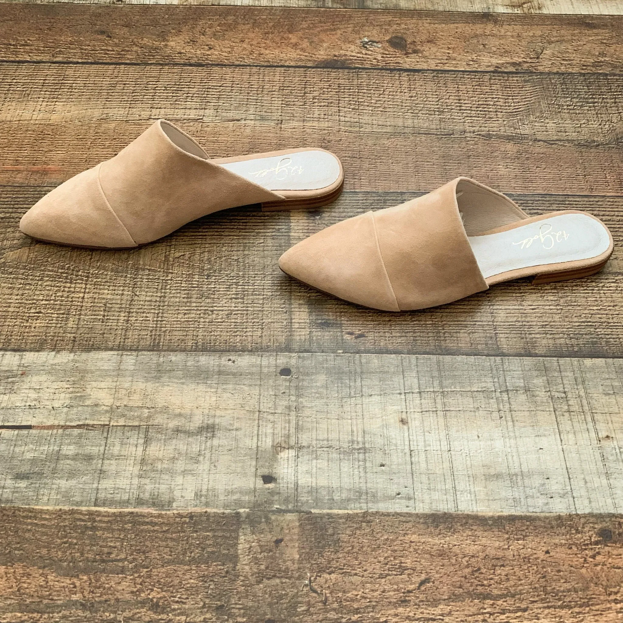 42 Gold Tan Suede Like Mules- Size 7.5/38 (See Notes)