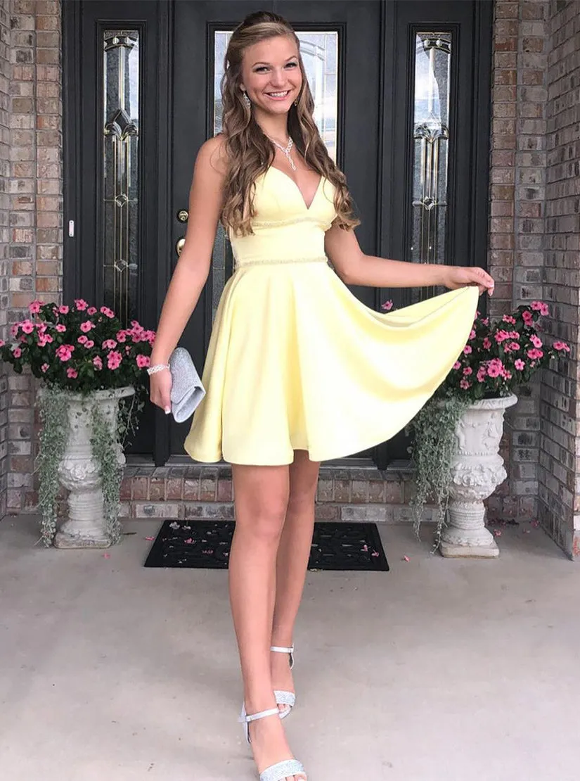 A-line Daffodil Soft Satin Party Dress Homecoming Dress PD1120