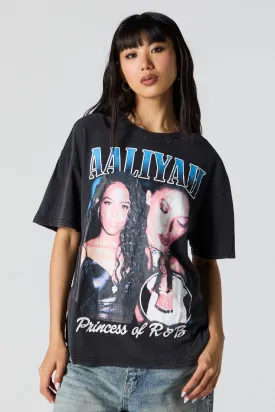 Aaliyah Graphic Washed Boyfriend T-Shirt