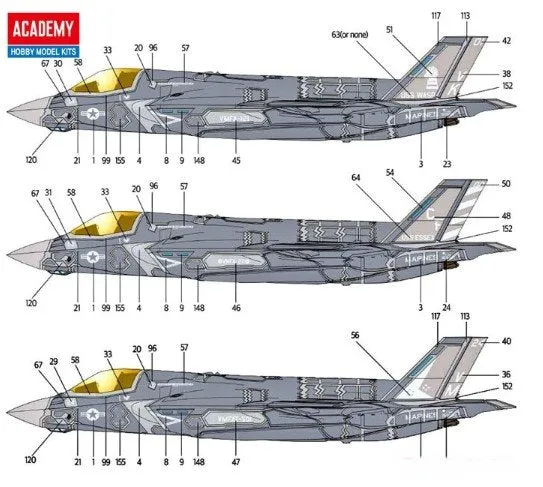 Academy Aircraft 1/72 F35B VMFA121 Green Knights USMC Fighter (New Tool) Kit