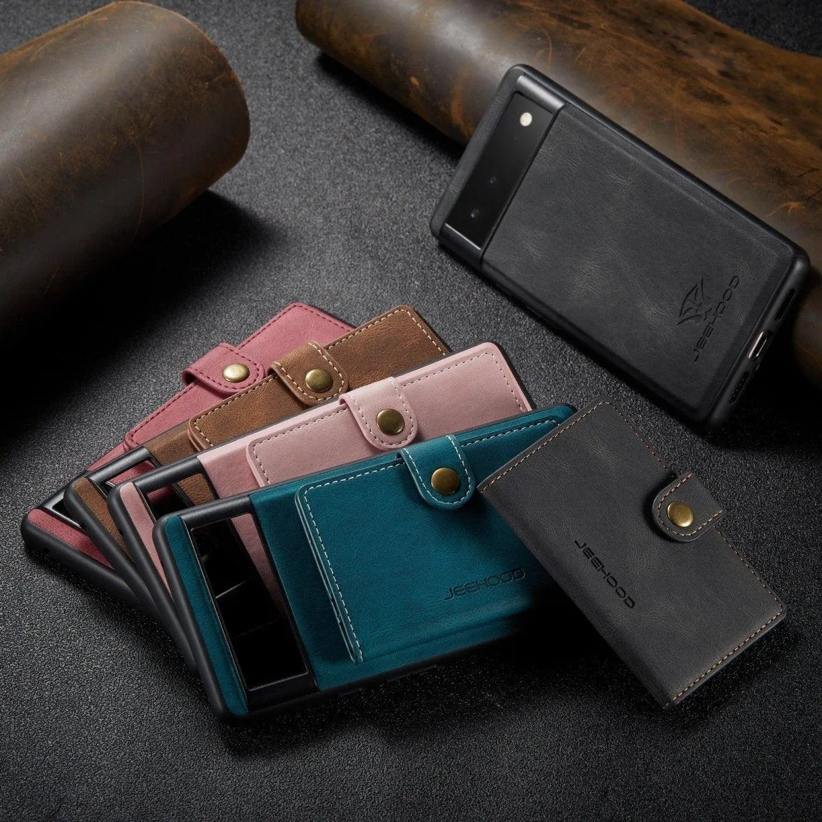 Aes Magnetic Leather Wallet Case For Google Pixel