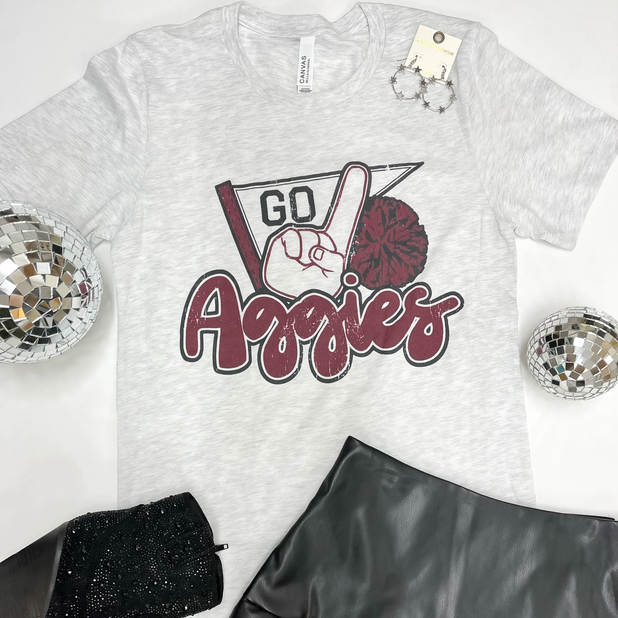 Aggie Game Day | Go Aggies Short Sleeve Tee Shirt in Heather Grey