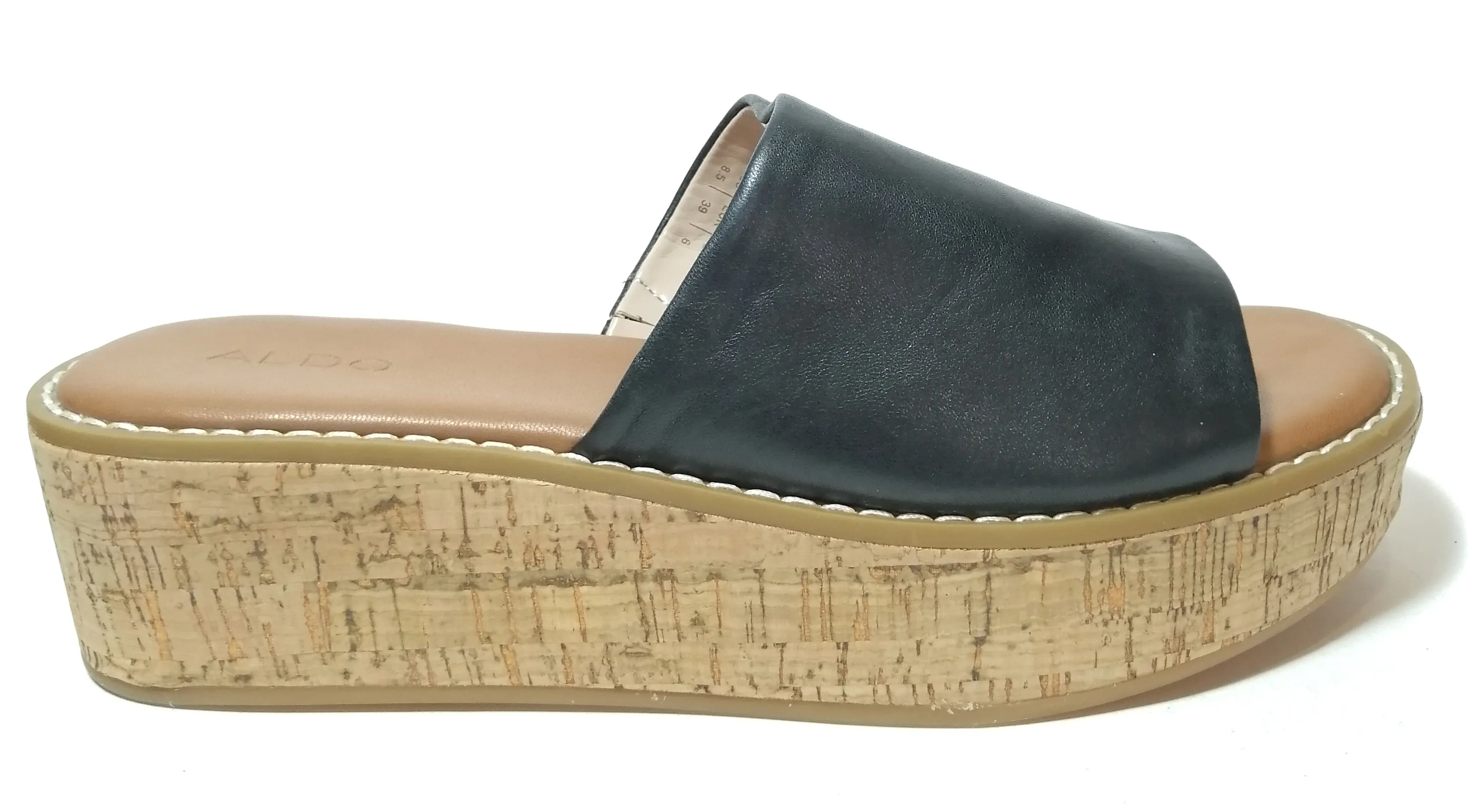 ALDO Black Leather Cork Wedges | Brand New |