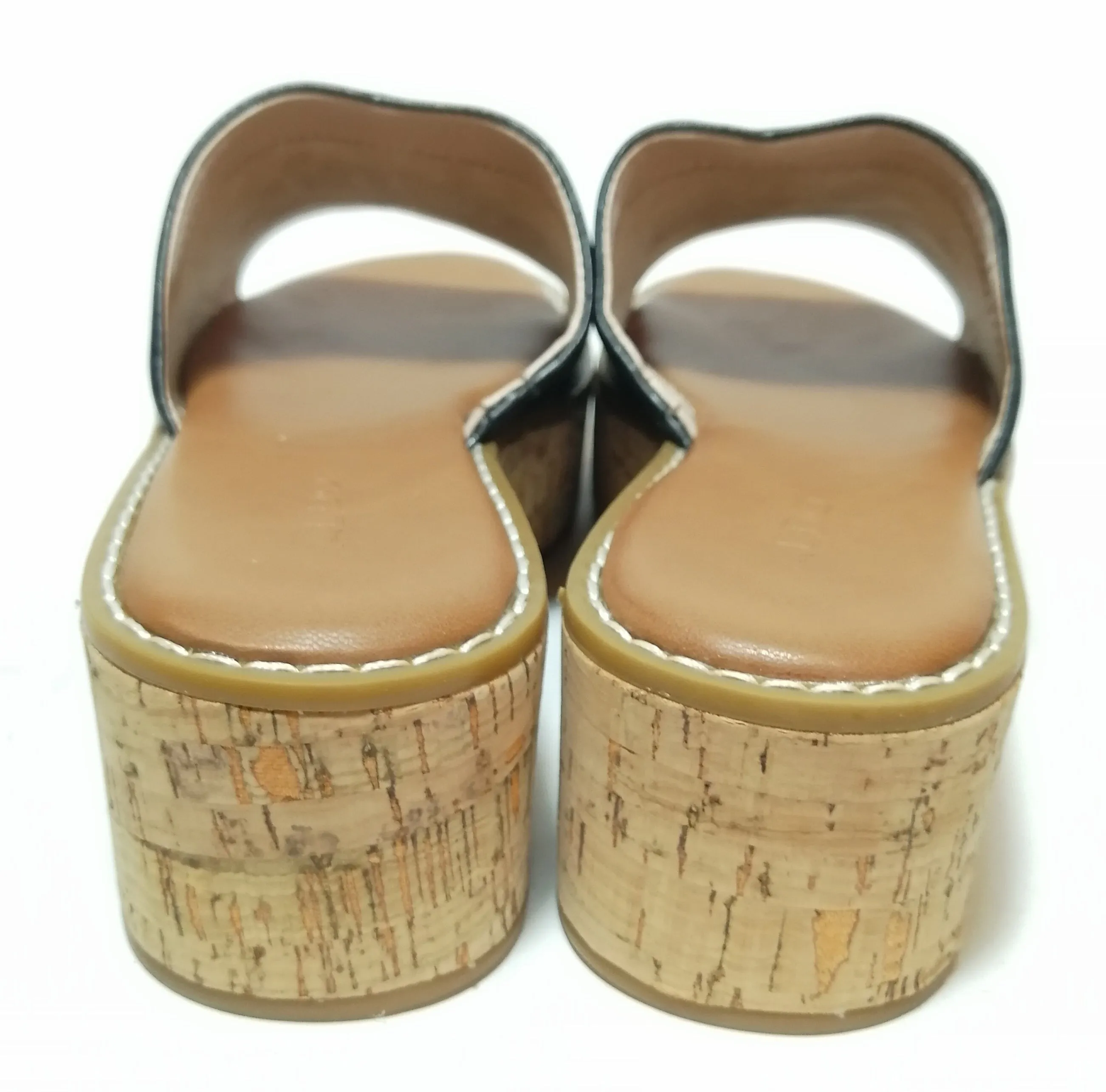 ALDO Black Leather Cork Wedges | Brand New |