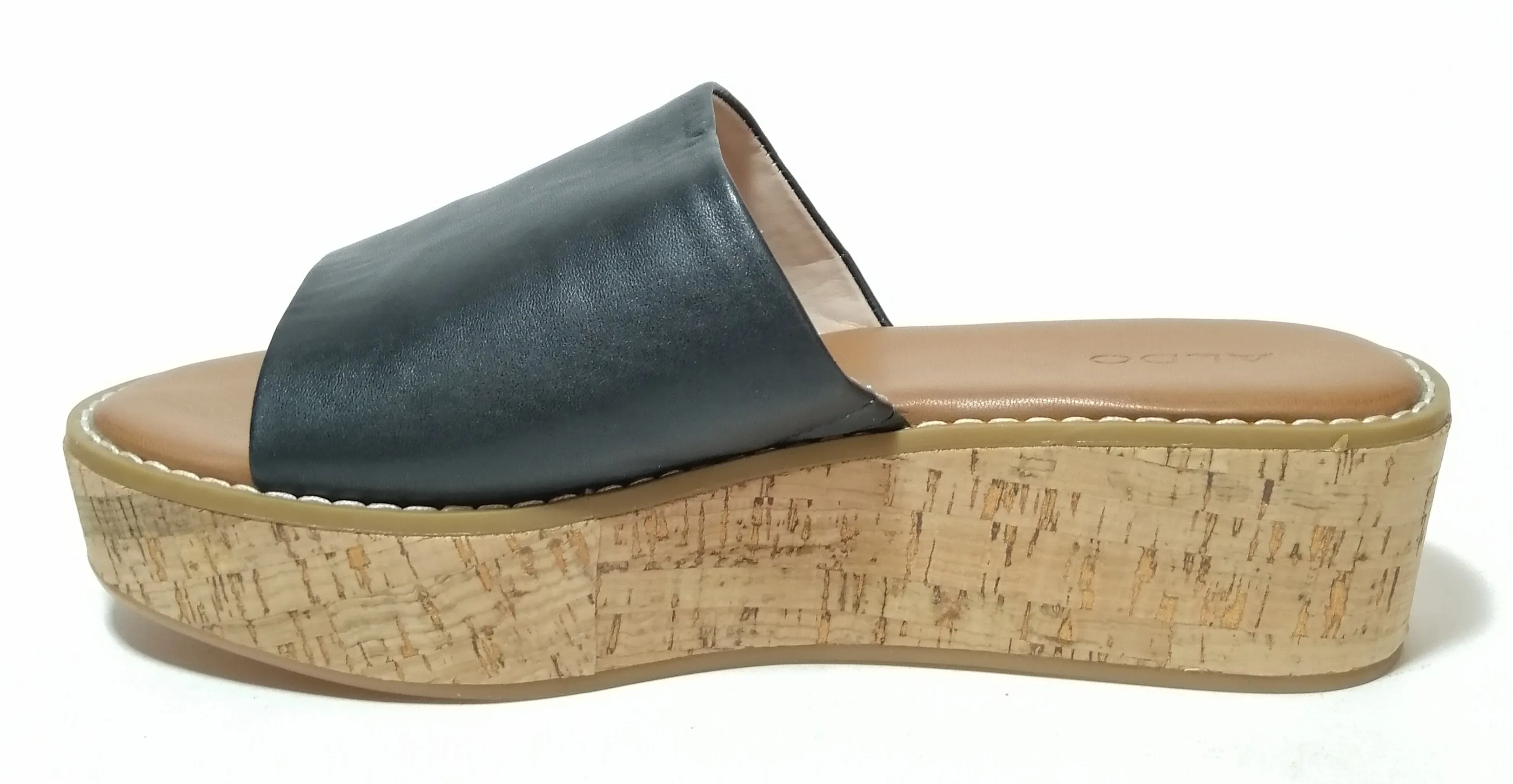 ALDO Black Leather Cork Wedges | Brand New |