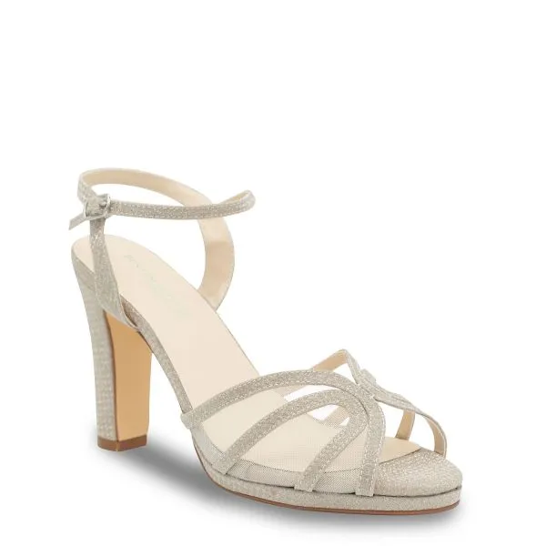 Anya Double Strap Heel | Champagne, Silver