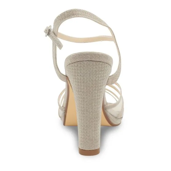 Anya Double Strap Heel | Champagne, Silver