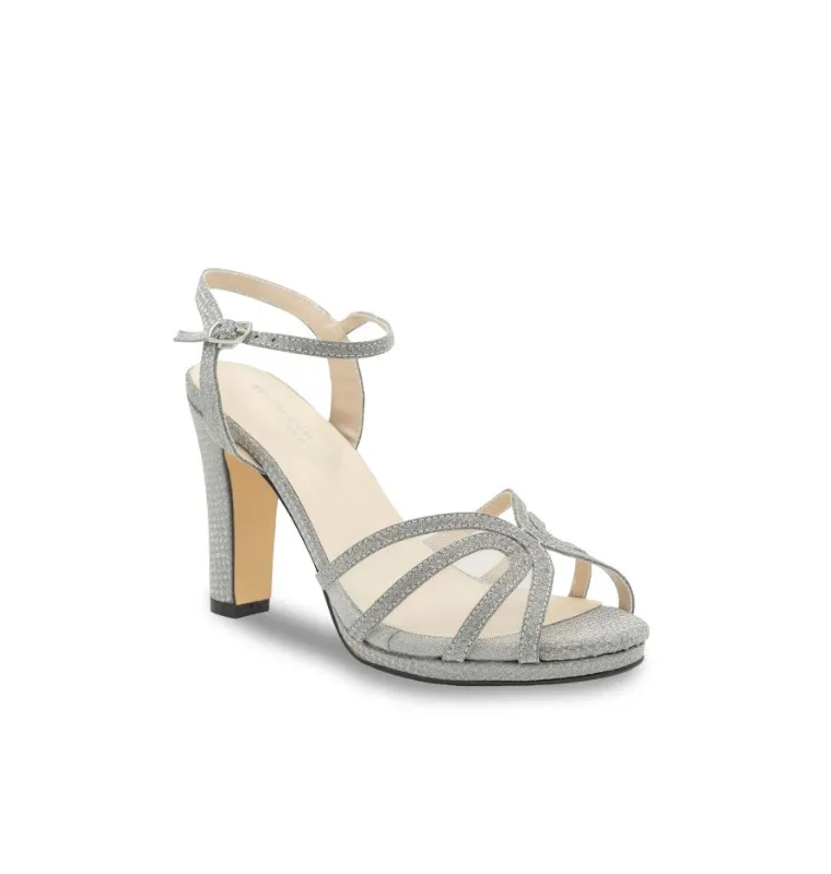 Anya Double Strap Heel | Champagne, Silver