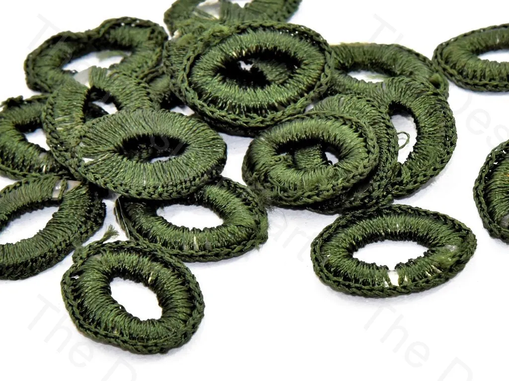 Army Green Oval Crochet Thread Rings