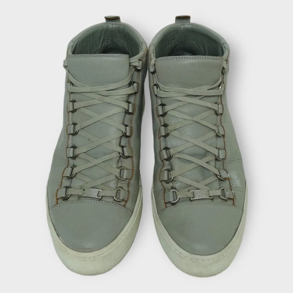 Balenciaga Grey Leather Arena High Top Sneaker