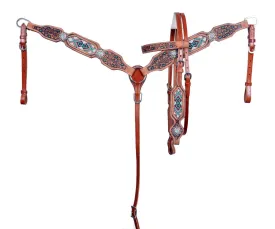 Beaded Design Inlay Headstall Set