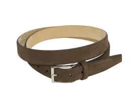 Belt with Nickel Buckle Brown Suede