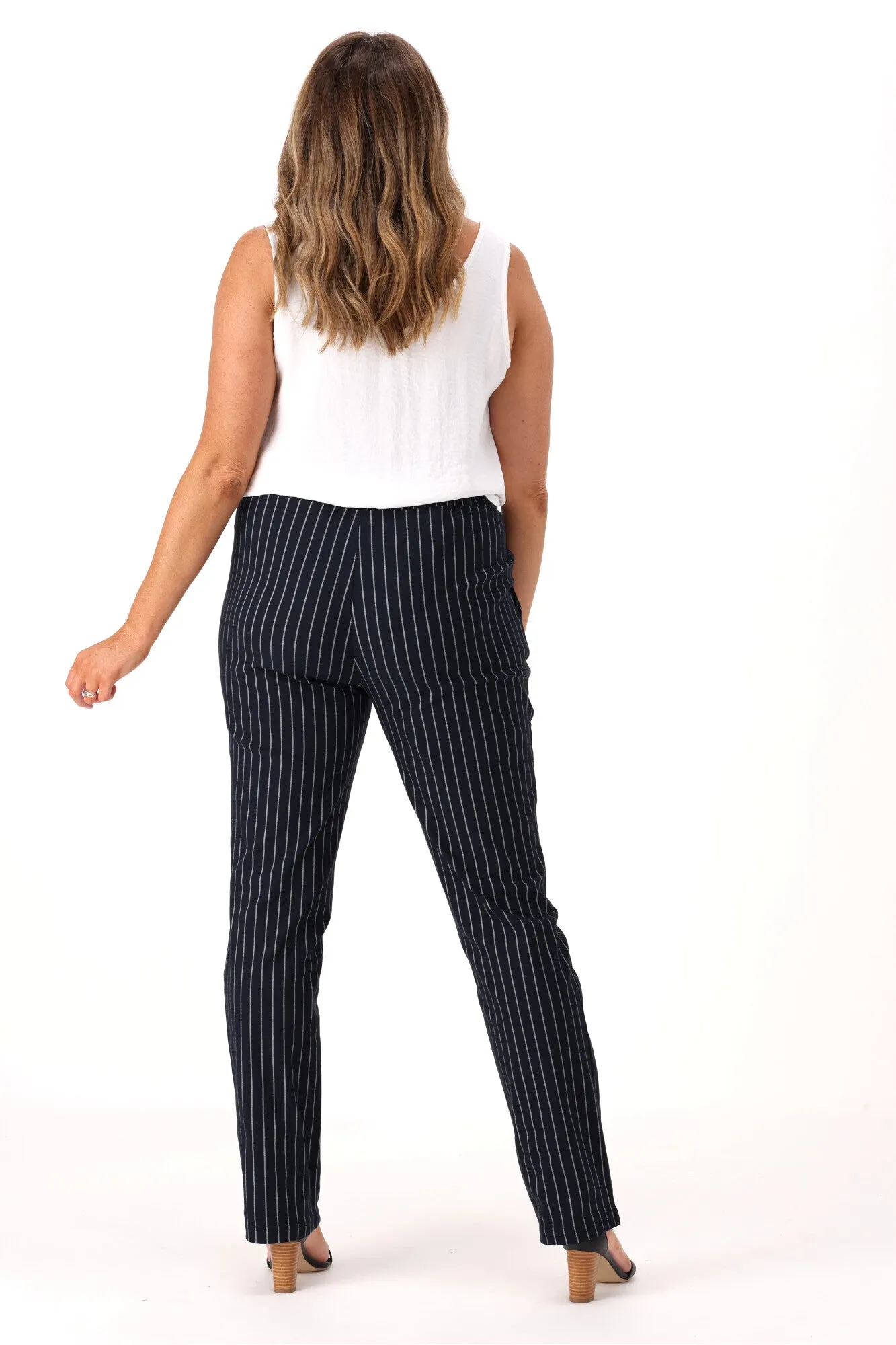 Betty Basics Chelsea Pant Navy Stripe