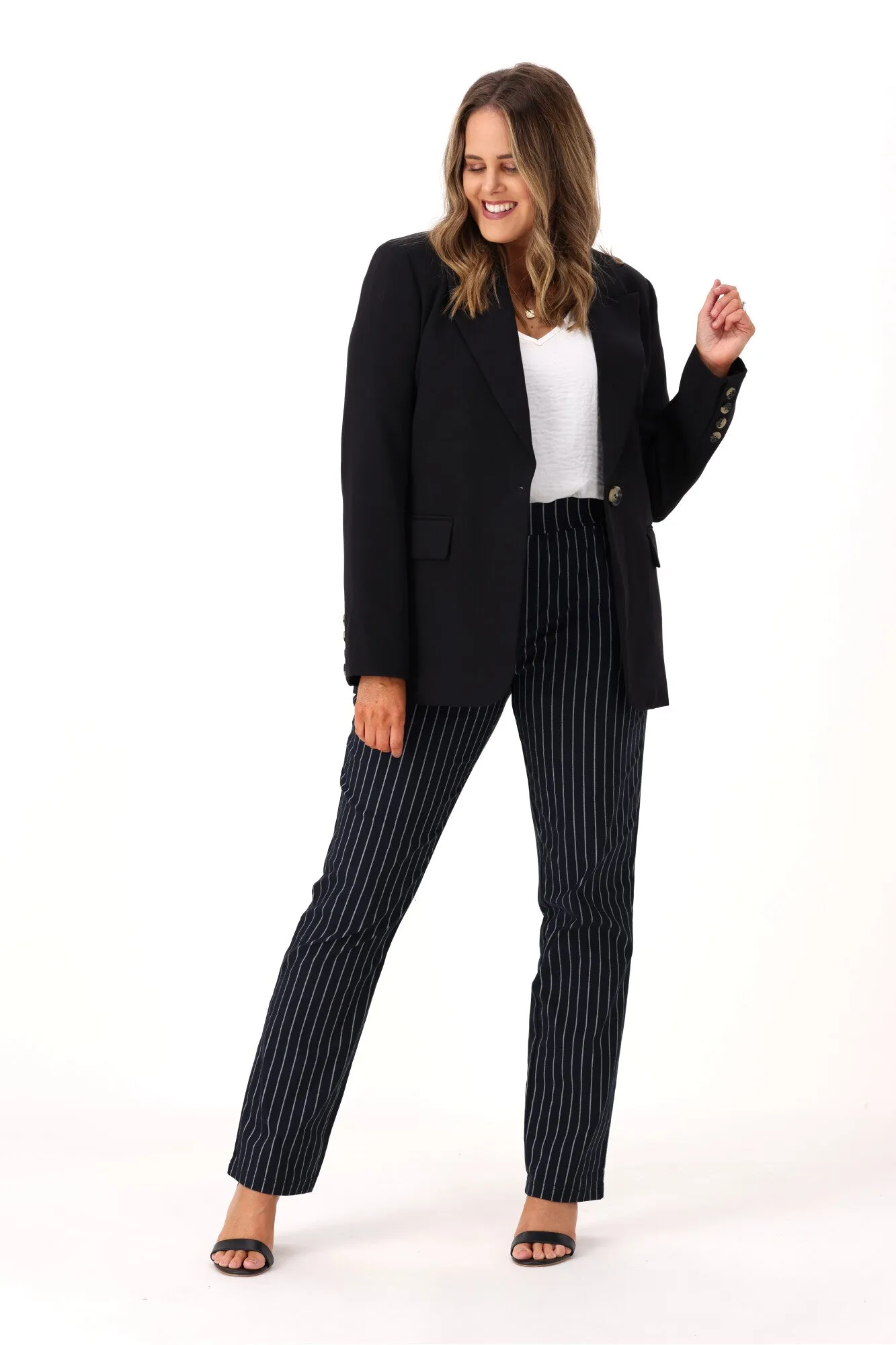 Betty Basics Chelsea Pant Navy Stripe