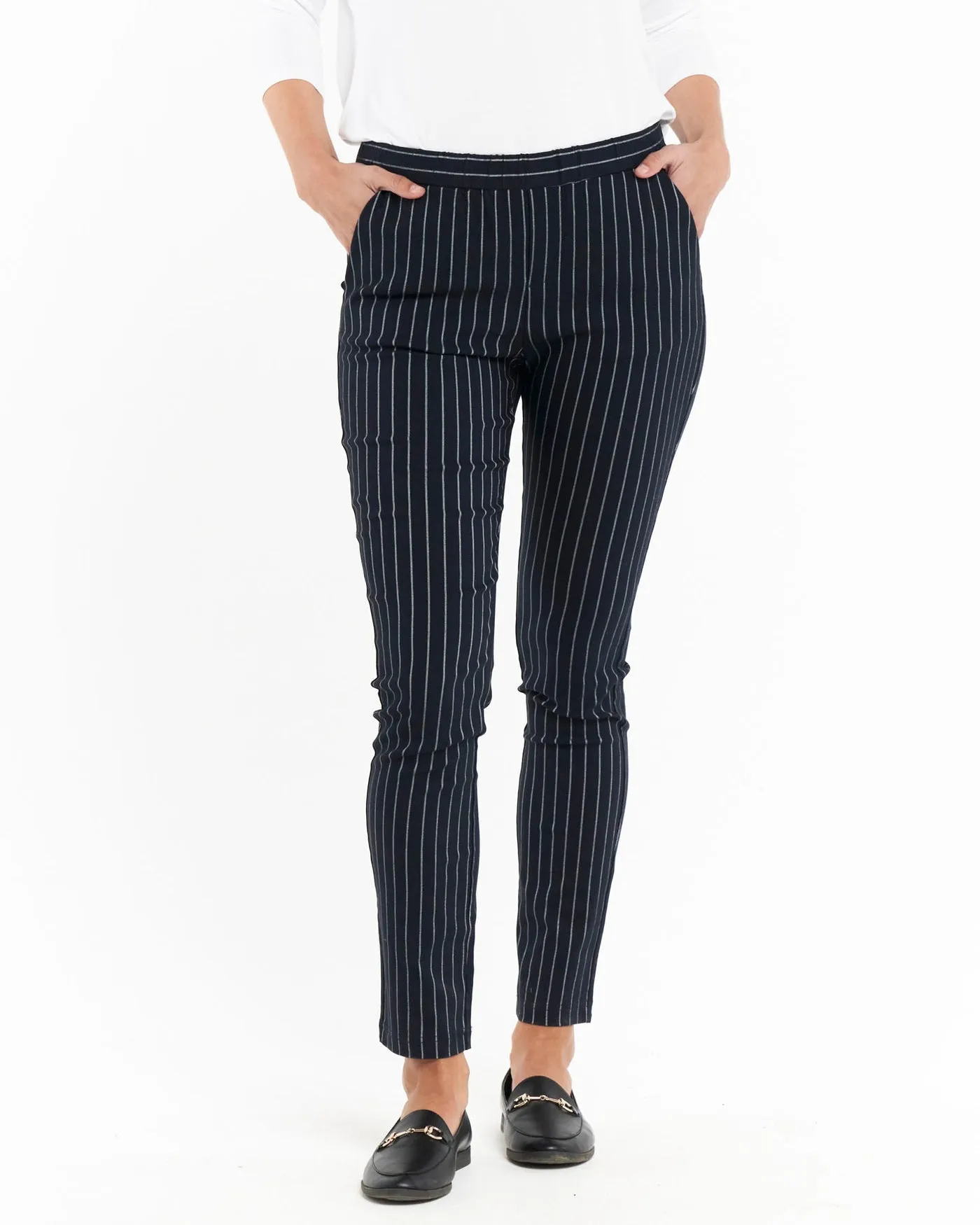 Betty Basics Chelsea Pant Navy Stripe