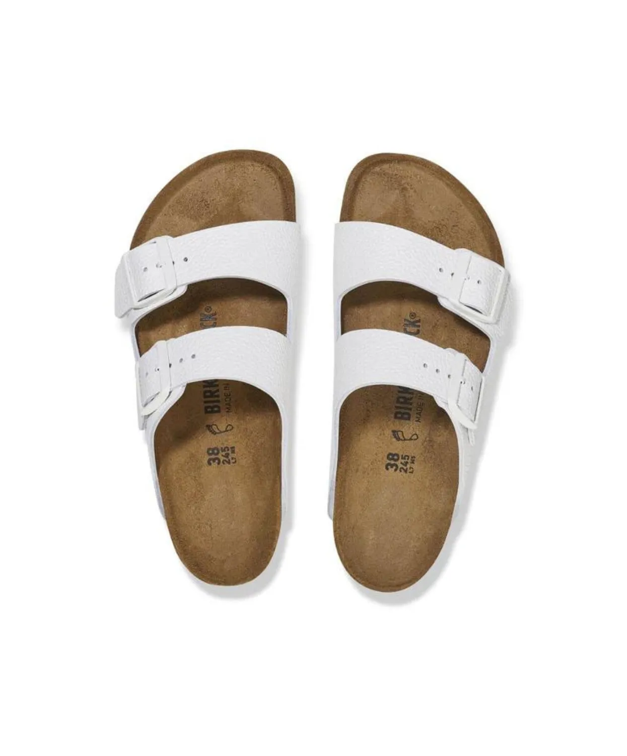 Birkenstock Arizona Leather White White Buckle Sandals