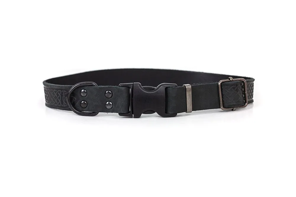 Black Celtic Sport Quick-Release Leather Collar