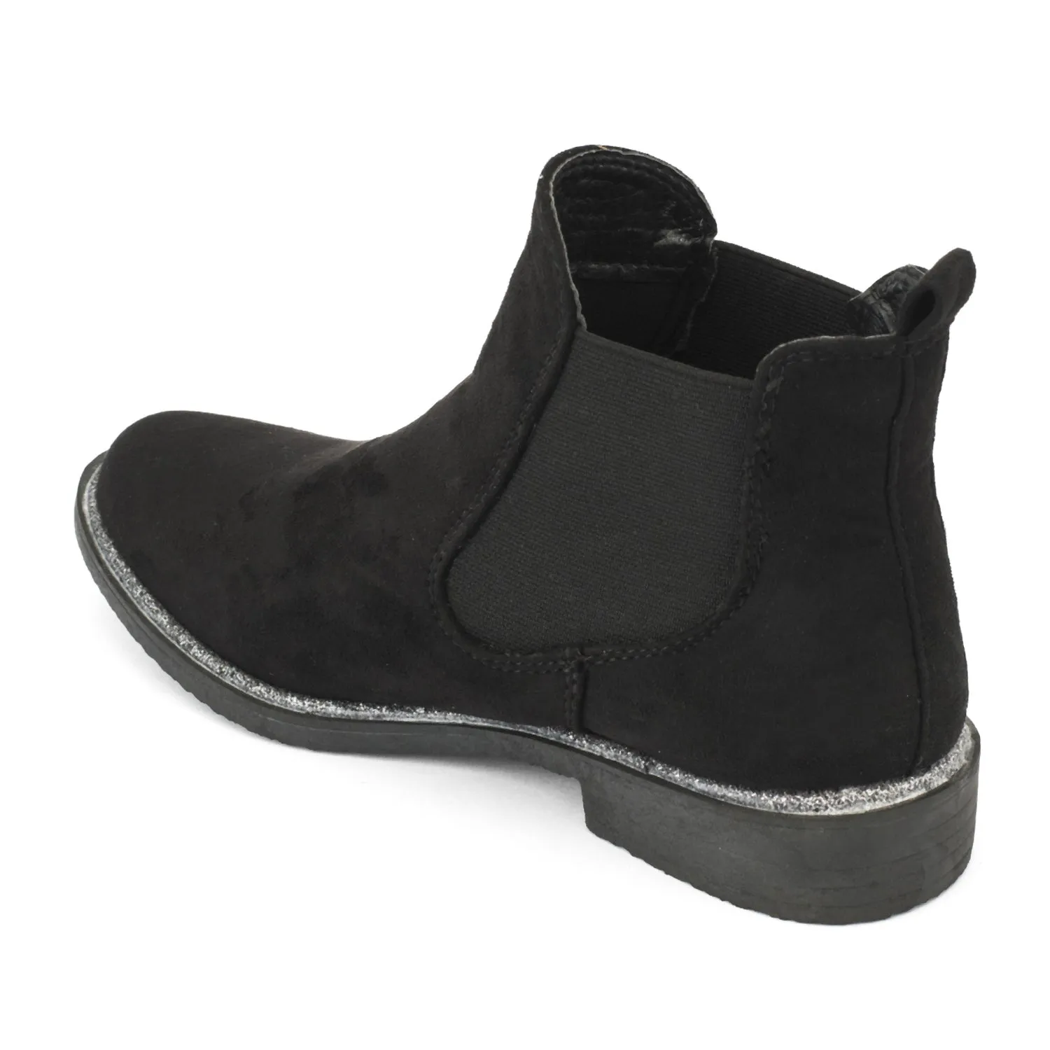 Black Glitter Detail Chelsea Boot