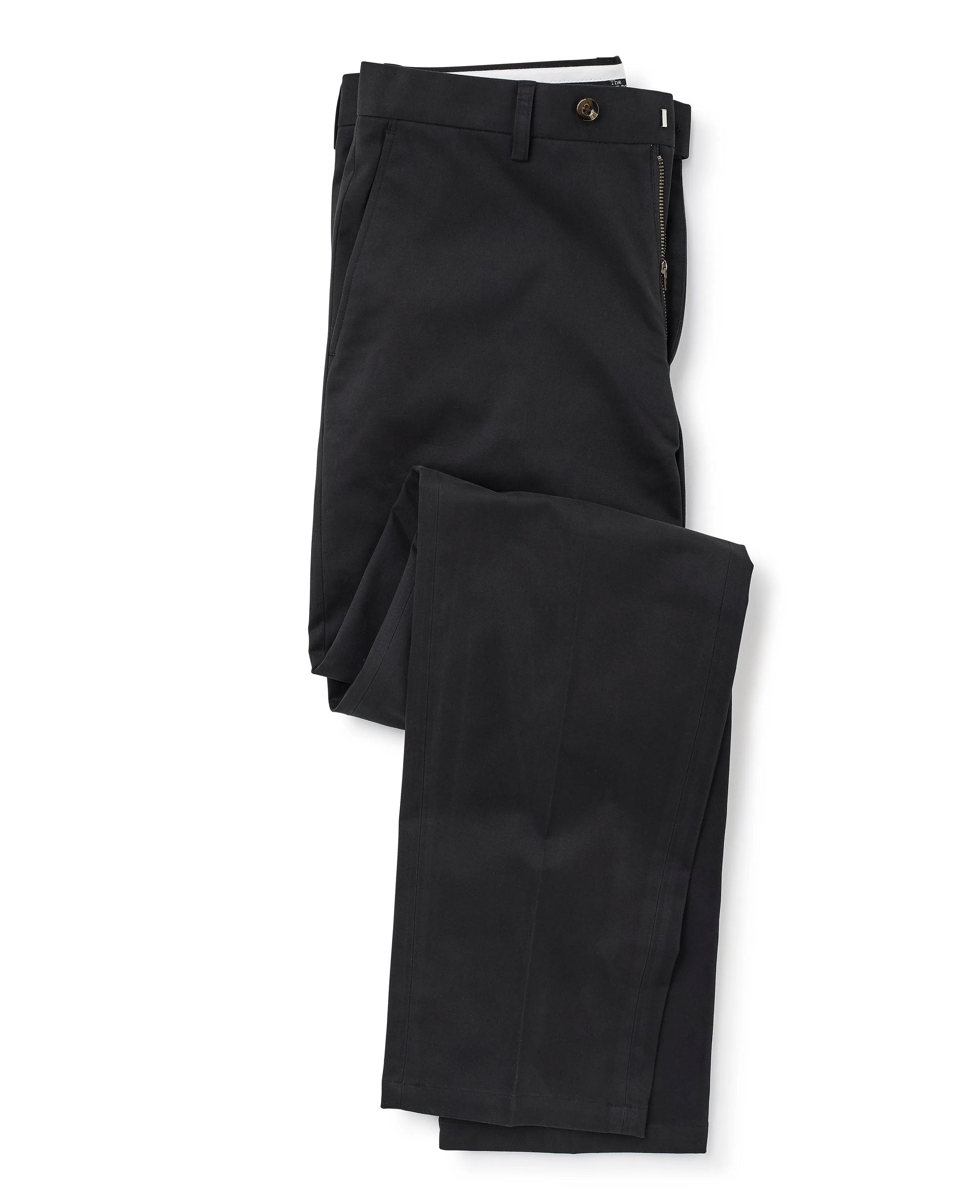 Black Stretch Cotton Classic Fit Flat Front Chinos