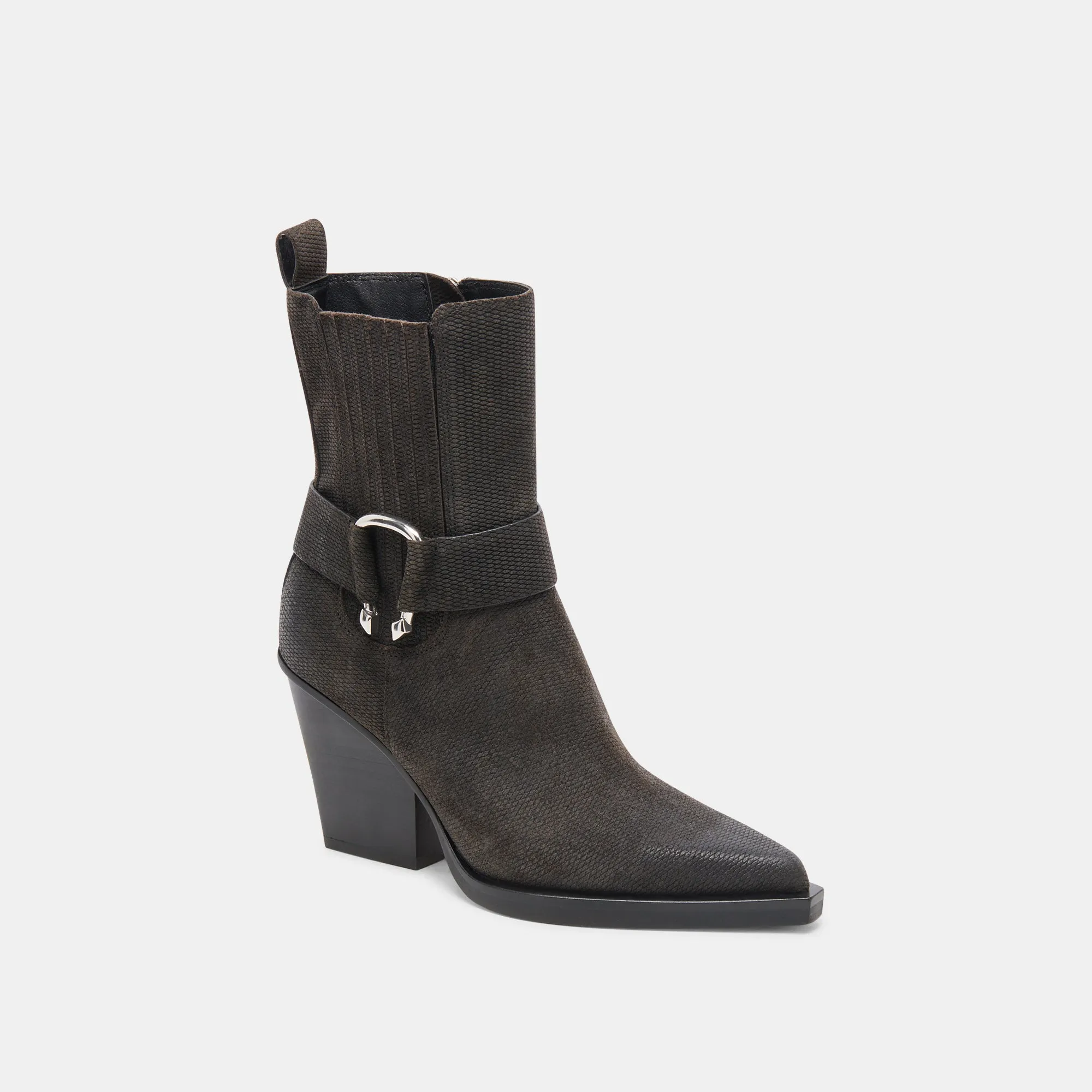 BOUNTY BOOTS ONYX EMBOSSED SUEDE