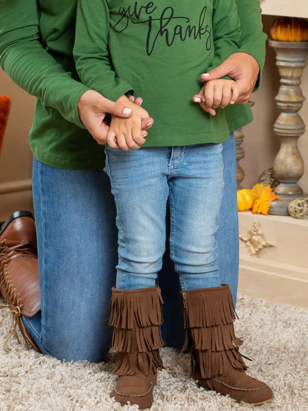 Brown Fringe Boots By Liv and Mia