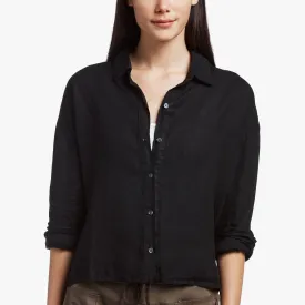 Canvas Linen Boxy Shirt - Black