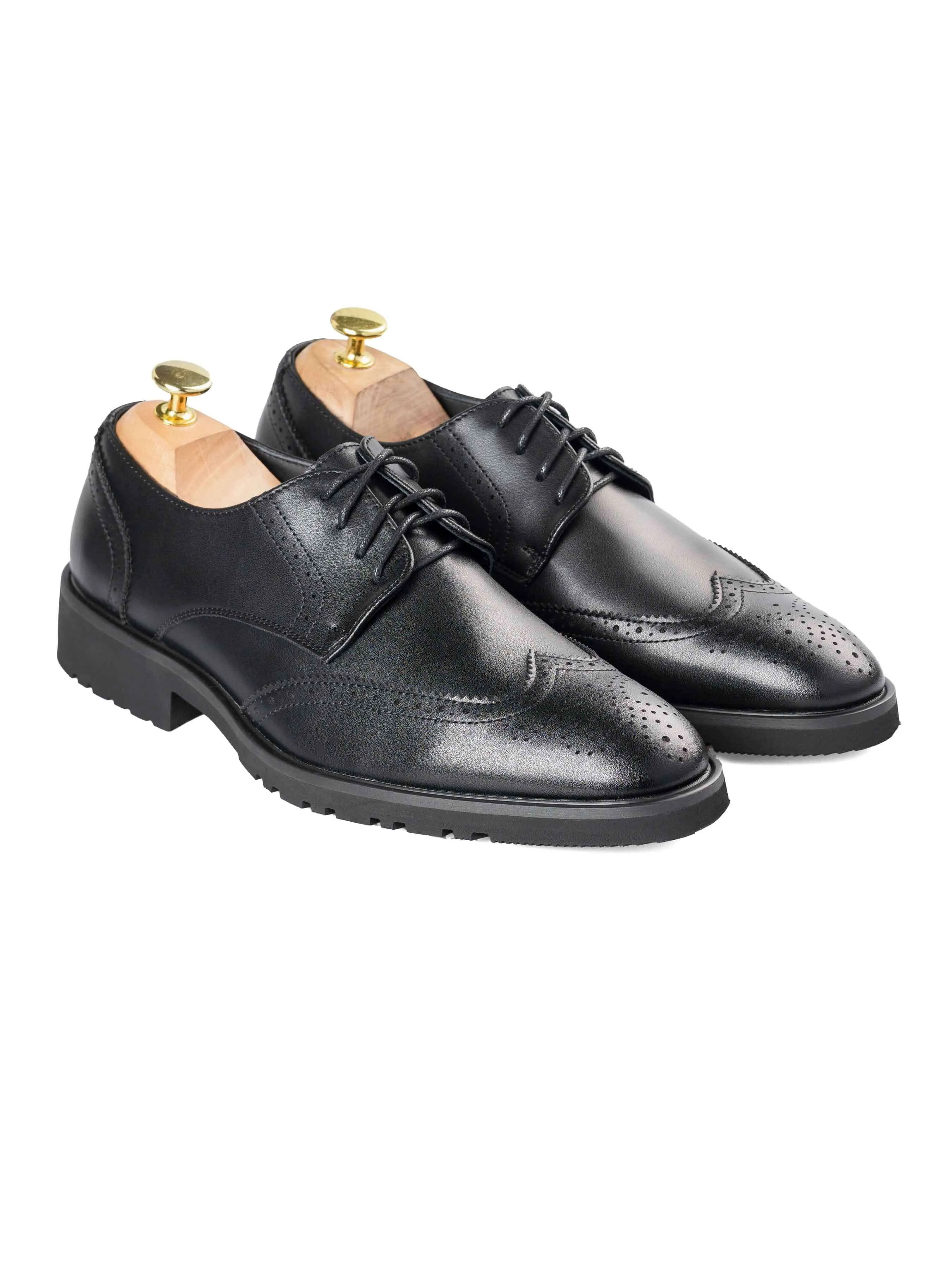 Chad Brogue Wingtip - Solid Black (Flexi-Sole)