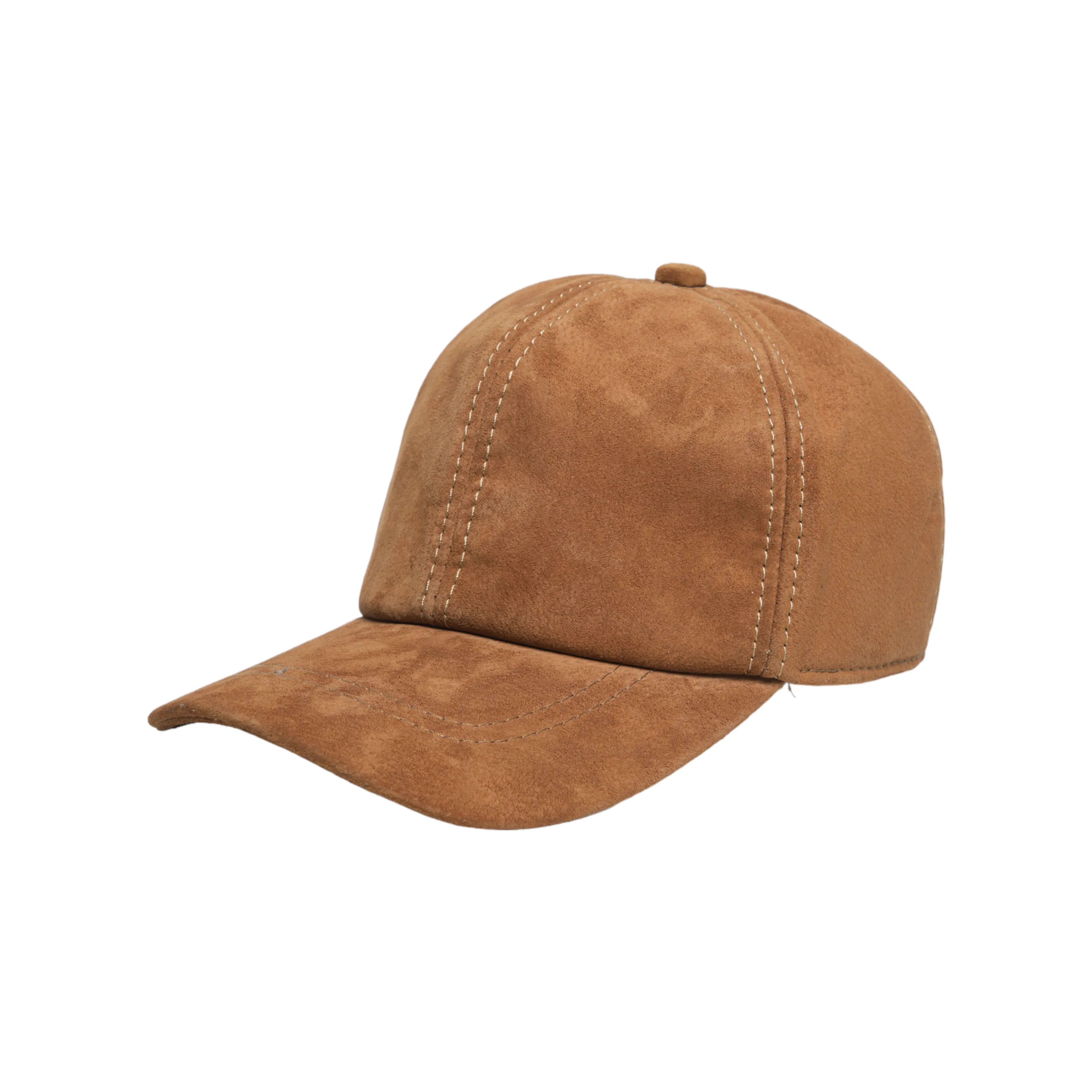 Chokore Casual Baseball Cap in Velour Leather (Light Brown)