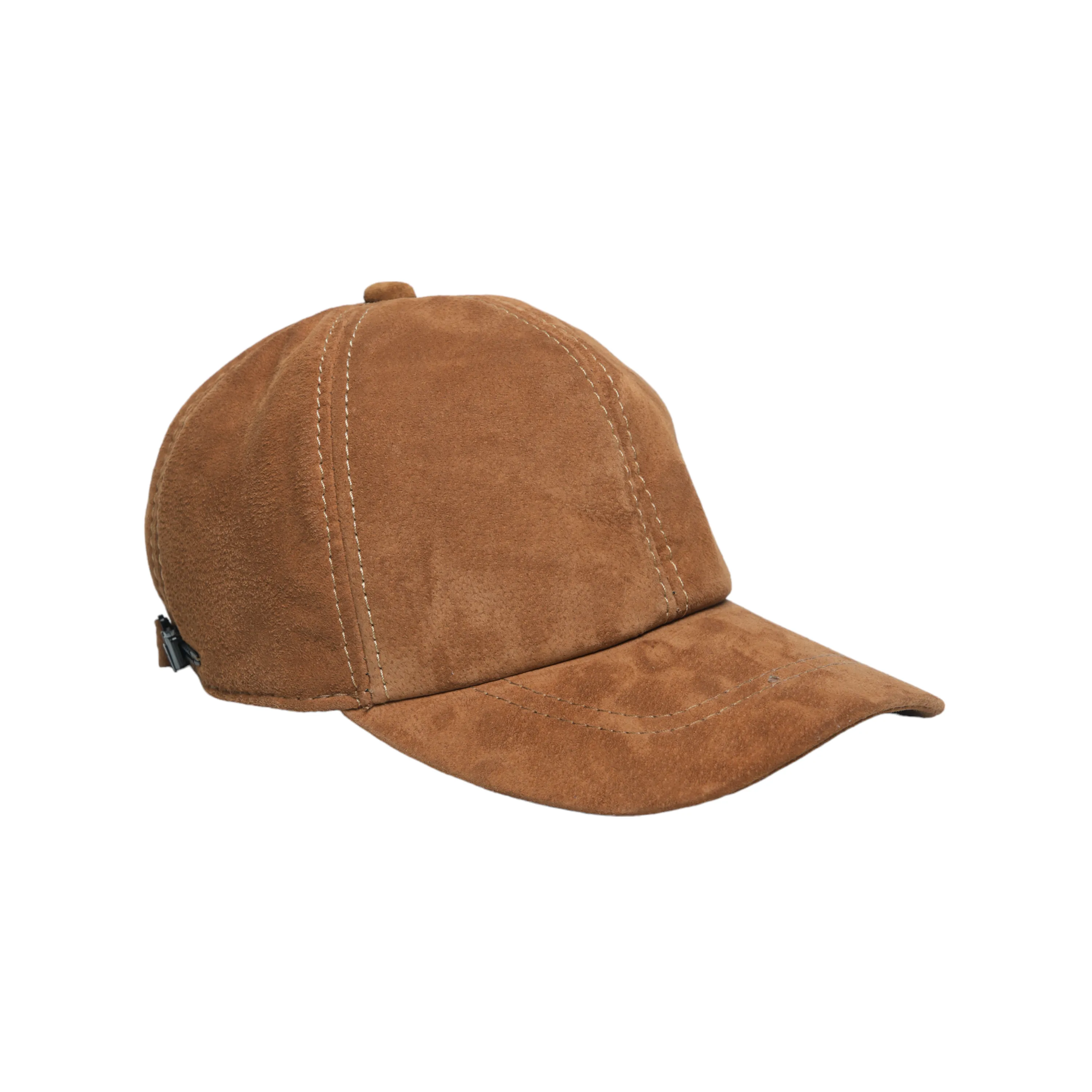 Chokore Casual Baseball Cap in Velour Leather (Light Brown)