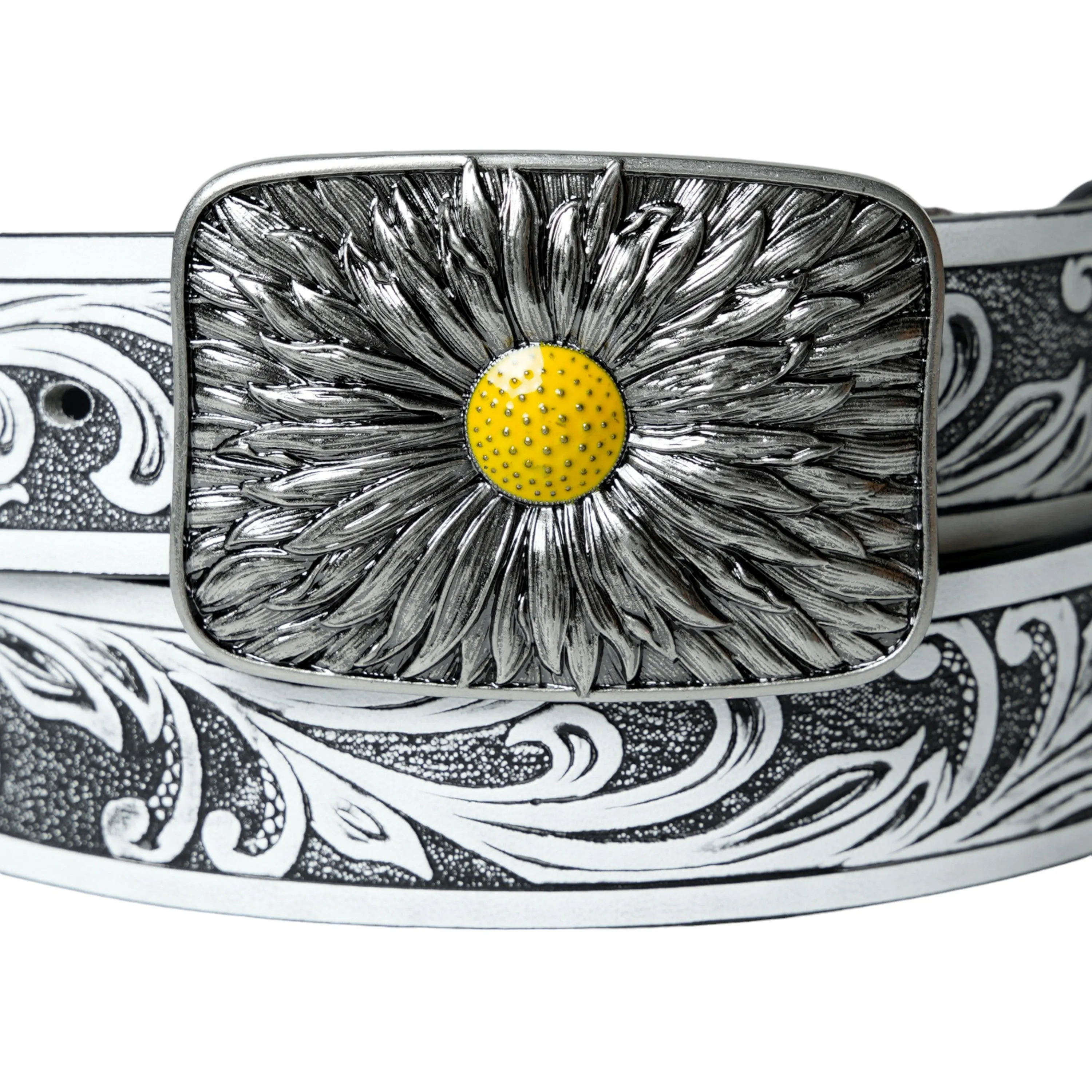 Chokore Daisy Buckle Silver Plating Leather Belt