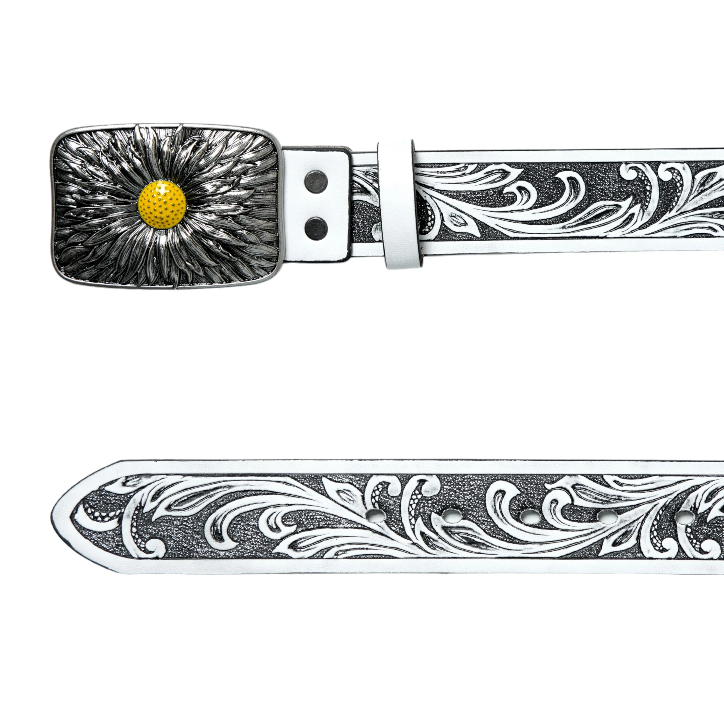 Chokore Daisy Buckle Silver Plating Leather Belt