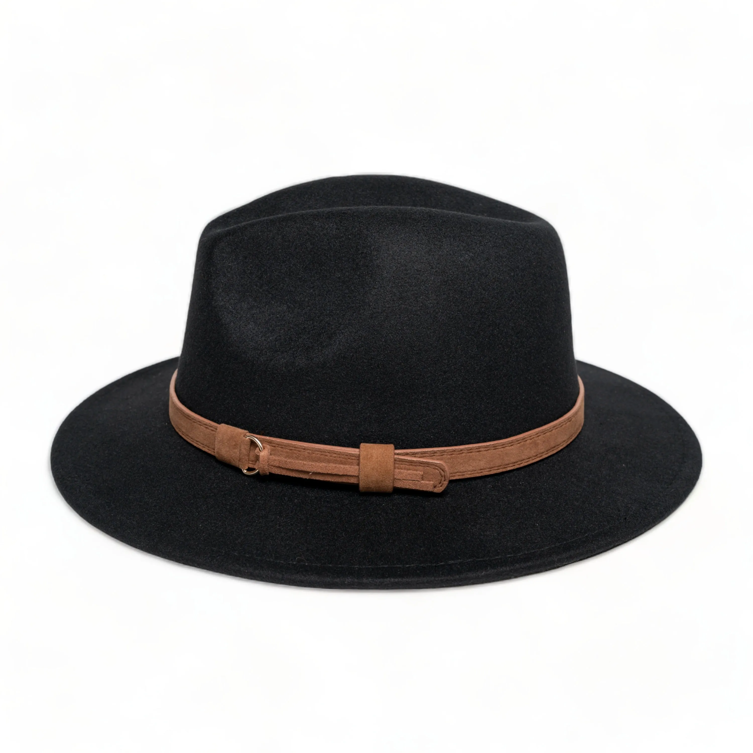 Chokore Pinched Fedora Hat with PU Leather Belt (Black)