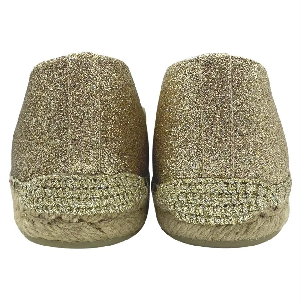 Christian Louboutin Gold Aliochette Glitter Espadrille Mules/Slides US 6