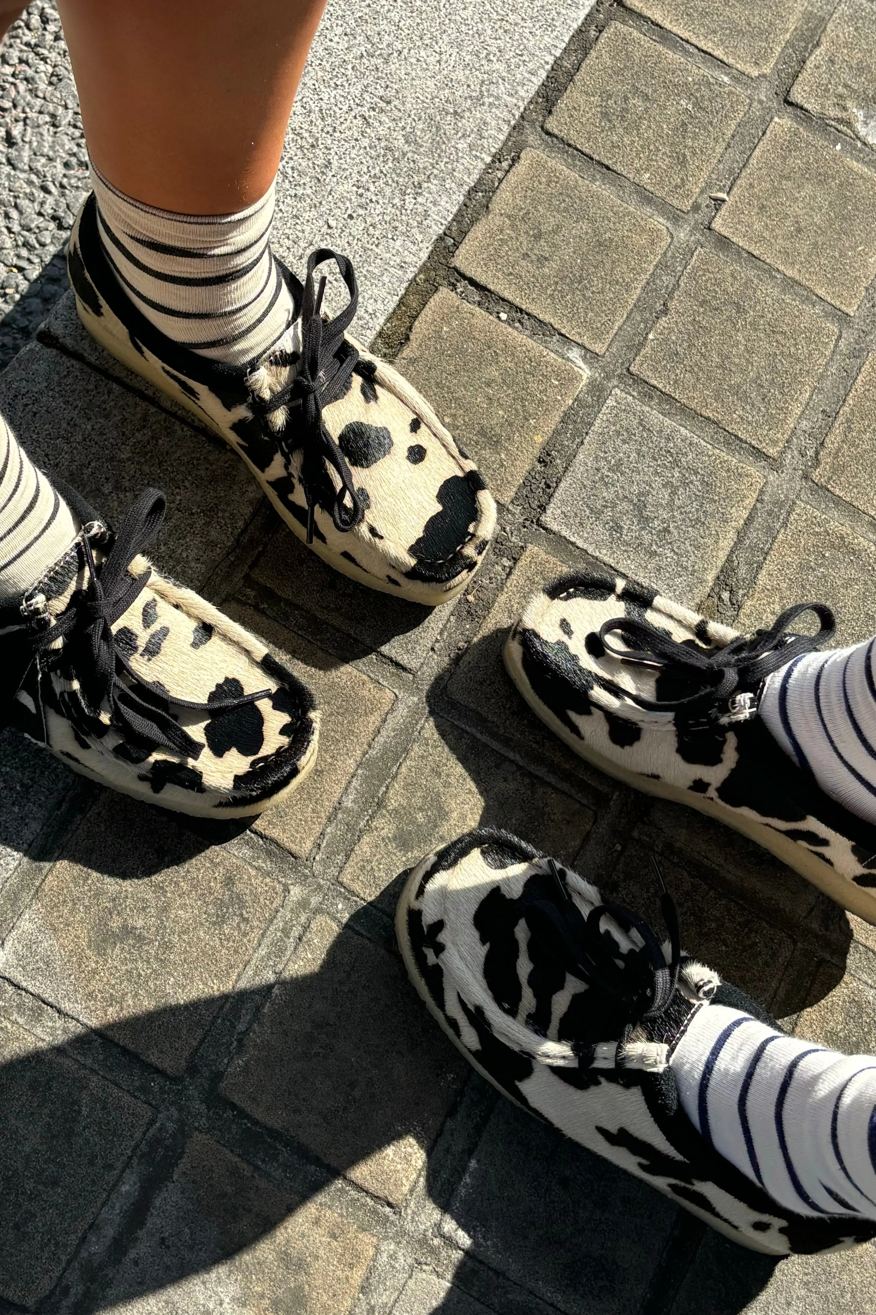 Stylish Clarks Wallabee Footwear in Unique Cow Print Design