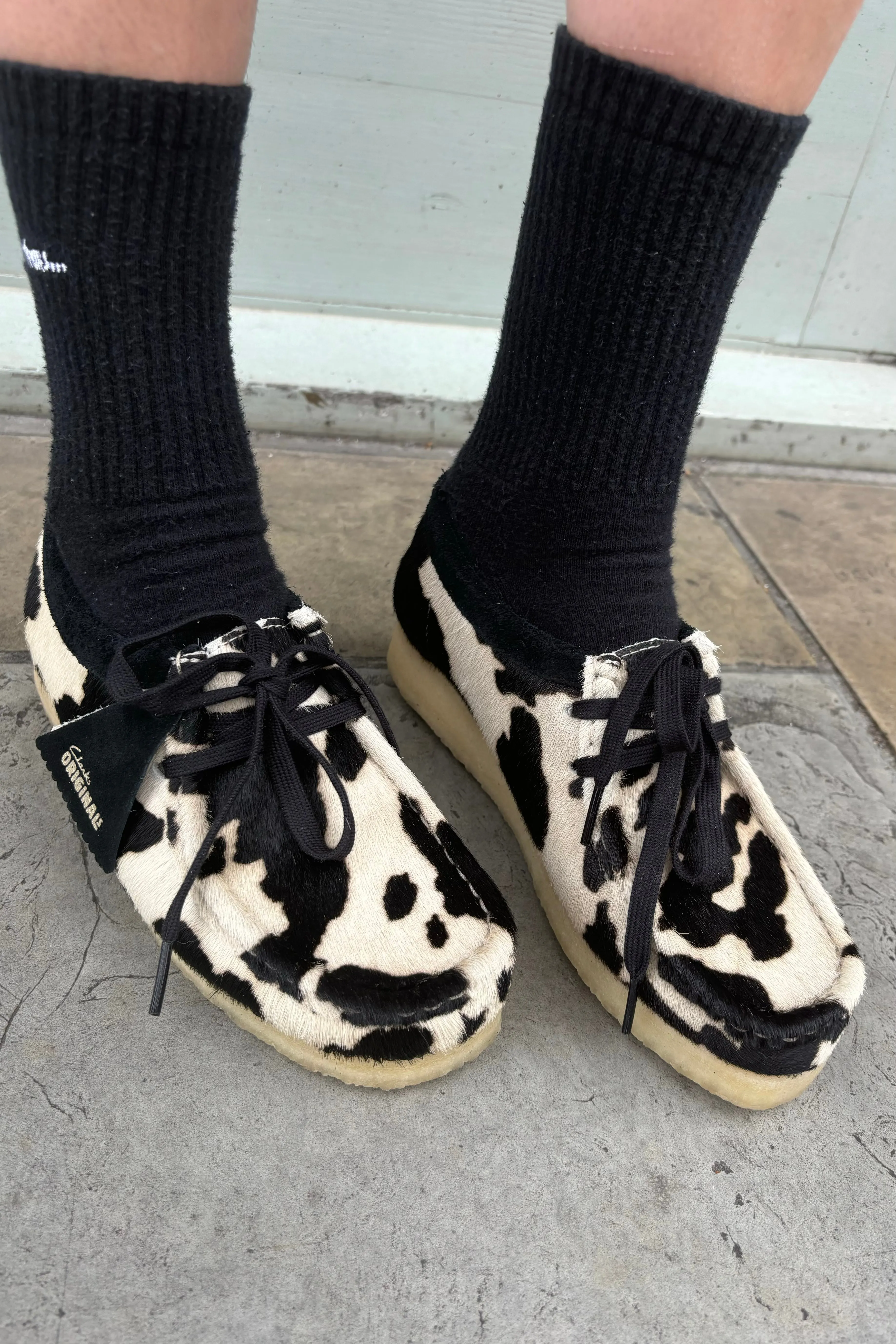 Stylish Clarks Wallabee Footwear in Unique Cow Print Design