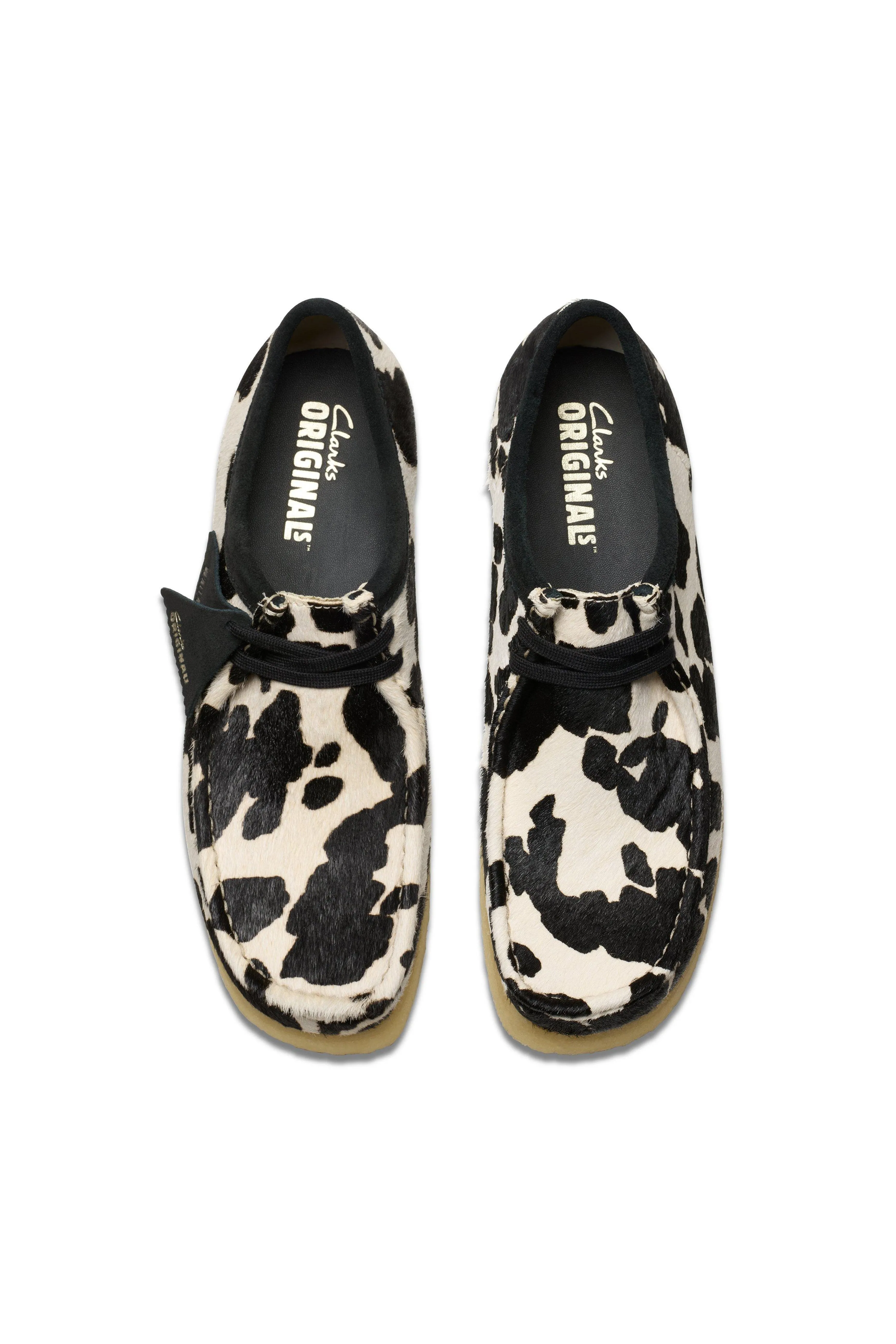 Stylish Clarks Wallabee Footwear in Unique Cow Print Design