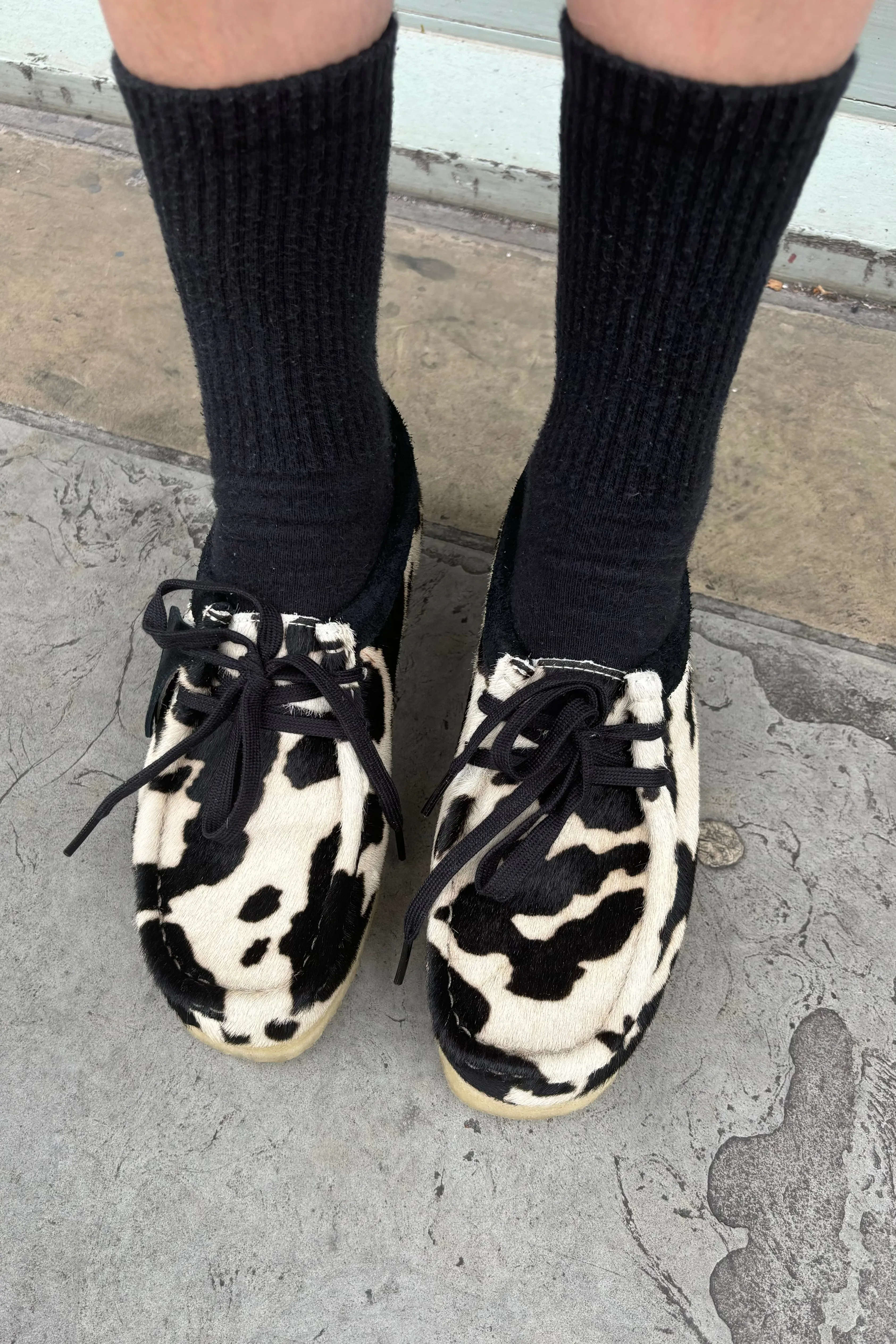 Stylish Clarks Wallabee Footwear in Unique Cow Print Design