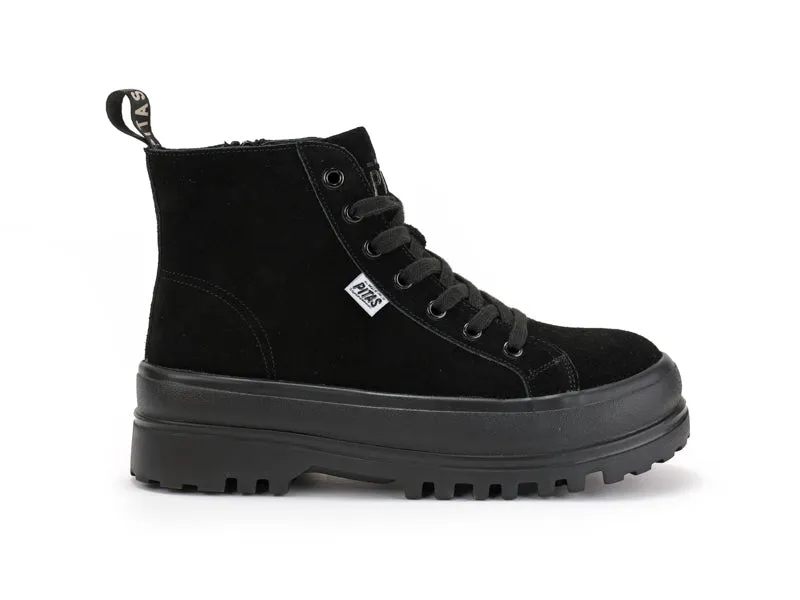 Combat Black Suede Lace Up Boots