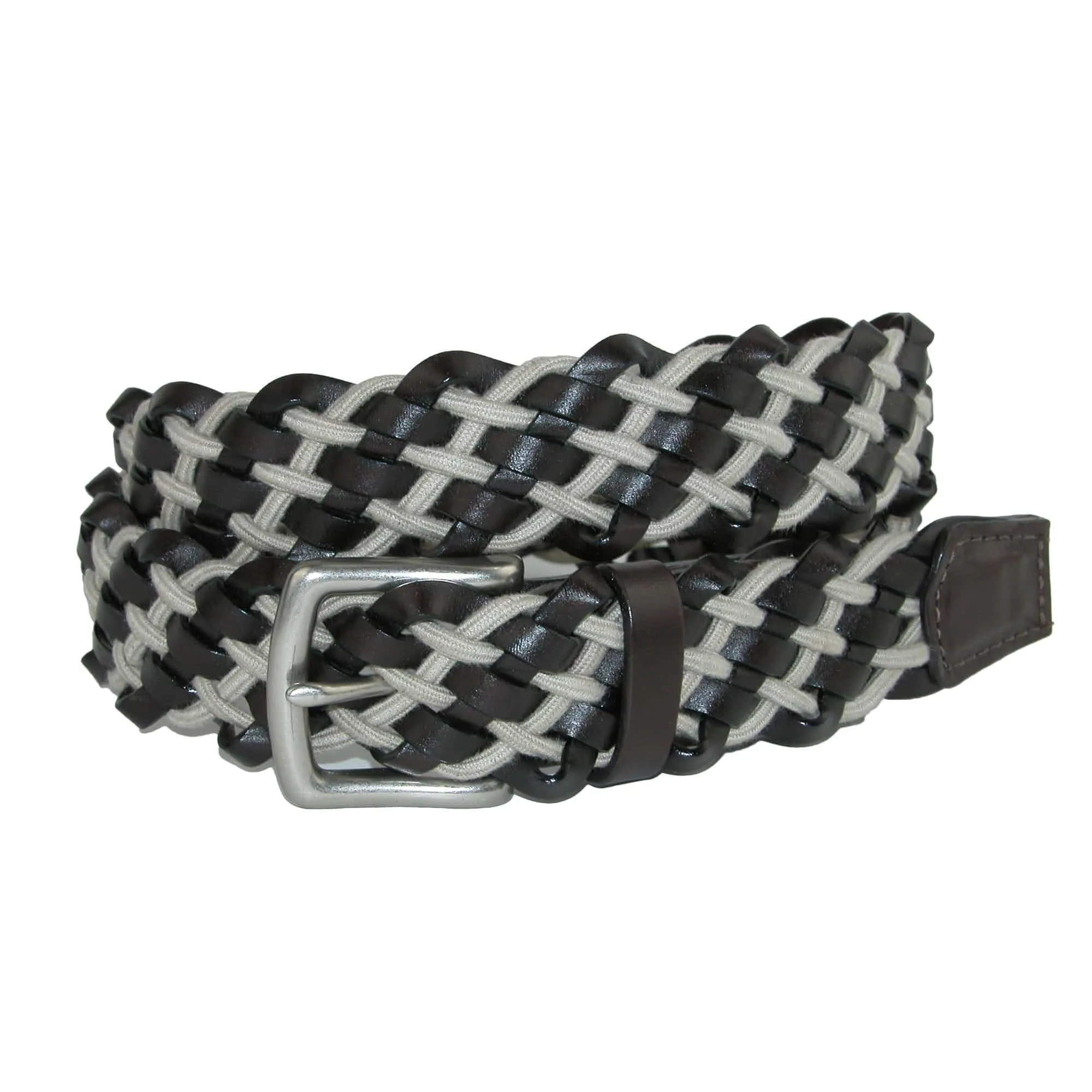 CrookhornDavis Men's Como Leather and Cotton Cord Braided Belt