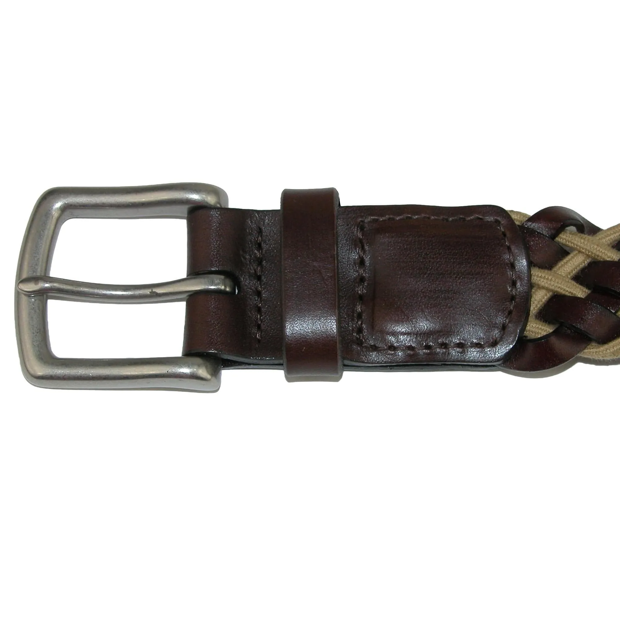 CrookhornDavis Men's Como Leather and Cotton Cord Braided Belt