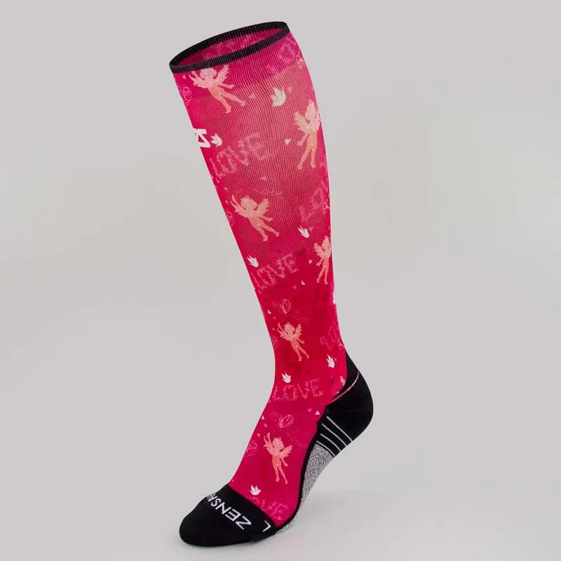 Cupid Doodle Valentine's Compression Socks (Knee-High)